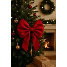 Yıllbaşı Ağaç Süs Noel Kırmızı Fiyonk 30x35 Cm Küçük Kırmızı - 787285321