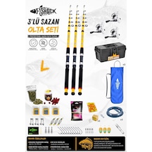 Full Set Profesyonel 3'lü Sazan Olta Seti - L - Kırılmaz Kamış - 3.30m/50gr