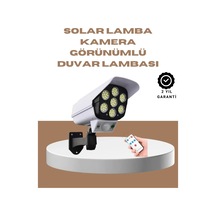 Lb Güneş Enerjili Led Lamba + Güvenlik Kamerası Görünümlü 5-8 M Hareket Algılamalı, Beyaz Işık Çok Renkli