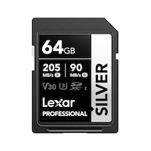 Profesyonel Sılver Sd Kart 64 Gb, 205 Mb/s&apos Ye Kadar Okuma, 90 Mb/s Yazma, Sdxc Uhs-ı Hafıza Kartı, Sınıf 10, U3, V30, Profesyonel Fotoğrafçılar, Videografçılar, Meraklılar İçin Sd Kart
