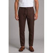 Bisse Kahve Keten Jogger İpli Spor Pantolon Pns26y26110 C11