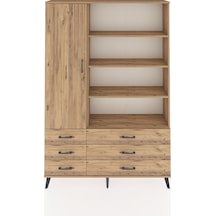 Arges Dolap 8 Raflı 6 Çekmeceli Tek Kapaklı 132x30x195 Çam-çam/çam Atlas Çam/atlas Çam