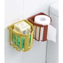 Wc Kağıdı İçin Pratik Kolay Monte Edilebilen Yapışkanlı Çok Fonksiyonlu Beyaz Banyo Organizeri Siyah