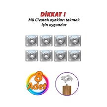 Mobilya Baza Koltuk Zigon Sehpa Ayağı Metal Bağlantı Aparatı Düz Ayak Tabanı M8 Civatalı 8 Adet Be Diğer