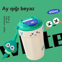 316 Paslanmaz Çelik Kahve Fincanı Kız Yüksek Değerli Su Bardağı Erkek Termos Bardağı Taşınabilir Yeni Sevimli Çift Bardak Ay Işığı Beyaz