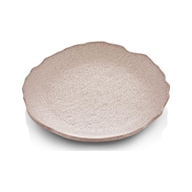 12 Adet Melamin Tatlı Tabağı Servis Tabağı - Bulaşık Makinesinde Yıkanabilir Mat Krem Desenli 24 Cm