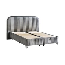 Line Visco Lüks Baza Ve Başlık Seti 140x190 Cm Çift Kişilik Baza Ve Başlık Takımı Koyu Gri Babyface