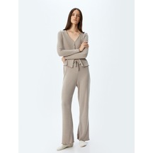 Koton Bol Paça Beli Bağlamalı Örme Pijama Altı Açık Kahverengi 5wlk40087mk Açık Kahverengi