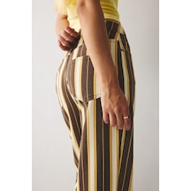 Defacto Straight Fit Çizgili Cepli Normal Bel Uzun Gabardin Pantolon I8223ax26wnbg644 Bej-bg644