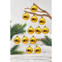 4 Cm 12li Mat Gold Cici Top Mat Yılbaşı Ağacı Süsü