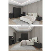 Yatak Odası Takımı 5 Parça %100 Mdf Gardırop Şifonyer Makyaj Masası Komodin Ytk03 Antrasit