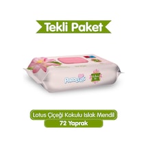 Lotus Çiçeği Kokulu Islak Mendil 72 Yaprak - Yumuşak Dokulu %0 Alkol