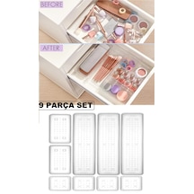 Bade 9'lu Set Dolap Içi Takı Makyaj Organizer Çekmece Içi Düzenle