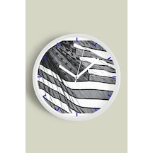 Siyah Beyaz Amerikan Bayrağı Tasarımı Modern Duvar Saati - 35cm - Önü Camlı Beyaz Kasa Beyaz