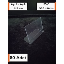 50 Adet Pvc Şeffaf Etiketlik 5x7 Cm Ayaklı İsimlik Pvc Etiketlik