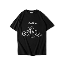 Brz Collectıon Brz Collection Unisex Oversize I'm Fine T-shirt Siyah
