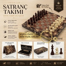 Kişiye Özel İsim Yazılabilir Lüks Mozaik Desen Ahşap Manyetik Satranç Seti 29 Cm Premium Oyun Takımı
