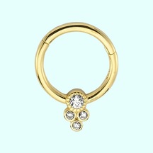 Altın Halka Piercing Dört Taş Tohum 14 Ayar (531321880) Altın