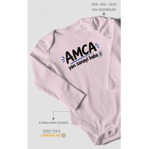 Morivokids Amca Ve Yan Sanayi Babaya Özel Uzun Kollu Bebek Body %100 Pamuk Bebe Pembe