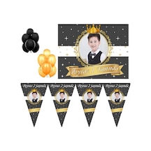 Siyah Beyaz Dore Gold 1 Yaş Doğum Günü Süsleri, Süsleme Seti Hdt2 +3