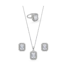 Oya Silver Işıltı Çevrili Baget Gümüş Set&takım