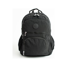 Sanmorris Unisex Suya Dayanıklı Krinkıl Kumaş Çok Gözlü Siyah Renkli Laptop Okul Ve Sırt Çantası S-3013 Siyah
