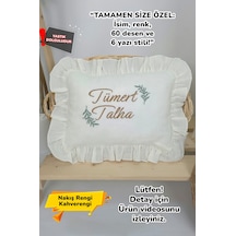 Gros Shop Müslin Yeni Doğan 4katlı Organik %100pamuk Kişiye Özgü Nakışlı Hastane Çıkış Seti İki Dallı Model-2 Ekru