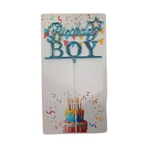 3 Paket Birthday Boy Mavi Pasta Üzeri Çubuklu Kürdan - Süsü 0 - 99