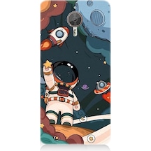 General Mobile Gm 5 Plus Uyumlu Sevimli Astronot Uzay Macerası Desenli Silikon Kılıf