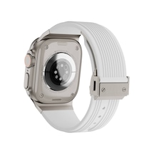 Apple Uyumlu  Watch 7 8 9 10 Serisi 45mm Kordon Klipsli Spor Görünümlü Silikon Kordon 113