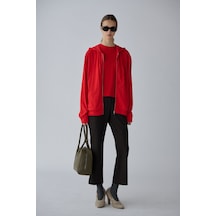Suud Collection Kırmızı Lena Fermuarlı Kapüşonlu Sweatshirt