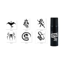 Airbrush Tattoo Kral Aslan Spray Tattoo Geçici Siyah Sprey Dövme Seti Siyah