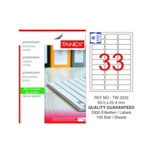 Tw-2033 63.5x25.4 Laser Etiket 100lü