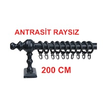 Antrasit Raysız Ahşap Rustik Perde Askısı Rustik Borusu 200 Cm
