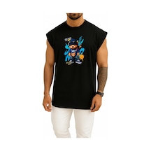 Bahriyeli Collection Oversize Teddy Bear Just Cool Boy Göğüs Baskılı Atlet Siyah