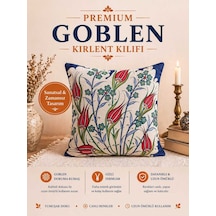Goblen Kırmızı Lale Dokuma Kırlent Kılıf Çok Renkli