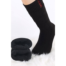 Meguca Socks Unisex Siyah 3 Çift Termal Havlu Kışlık Çorap Siyah