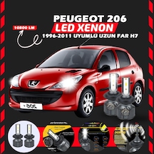 Peugeot 206 1996-2011 Uzun Far Uyumlu Şimşek Etkili Led Xenon Premium Series H7