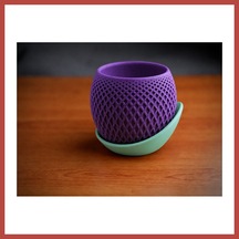 Bezos 3d Baskı Küre Saksı - Kafes Dokulu İki Parçalı Dekoratif Saksı - Mor-mint Erdotıca Standart