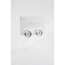 Kadın Altın Kaplama Zirkon Elips Model Minimal Küpe - Gümüş
