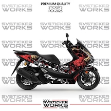 Honda Pcx Kaplama Sticker Death Design Motor Kaplama Modeli Hazır Kit 2025 Uyumlu Siyah