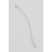 So Chic  Balo Şıklığı 18 Ayar Beyaz Altın Kaplama 18 CM Gümüş Tasarım Bileklik