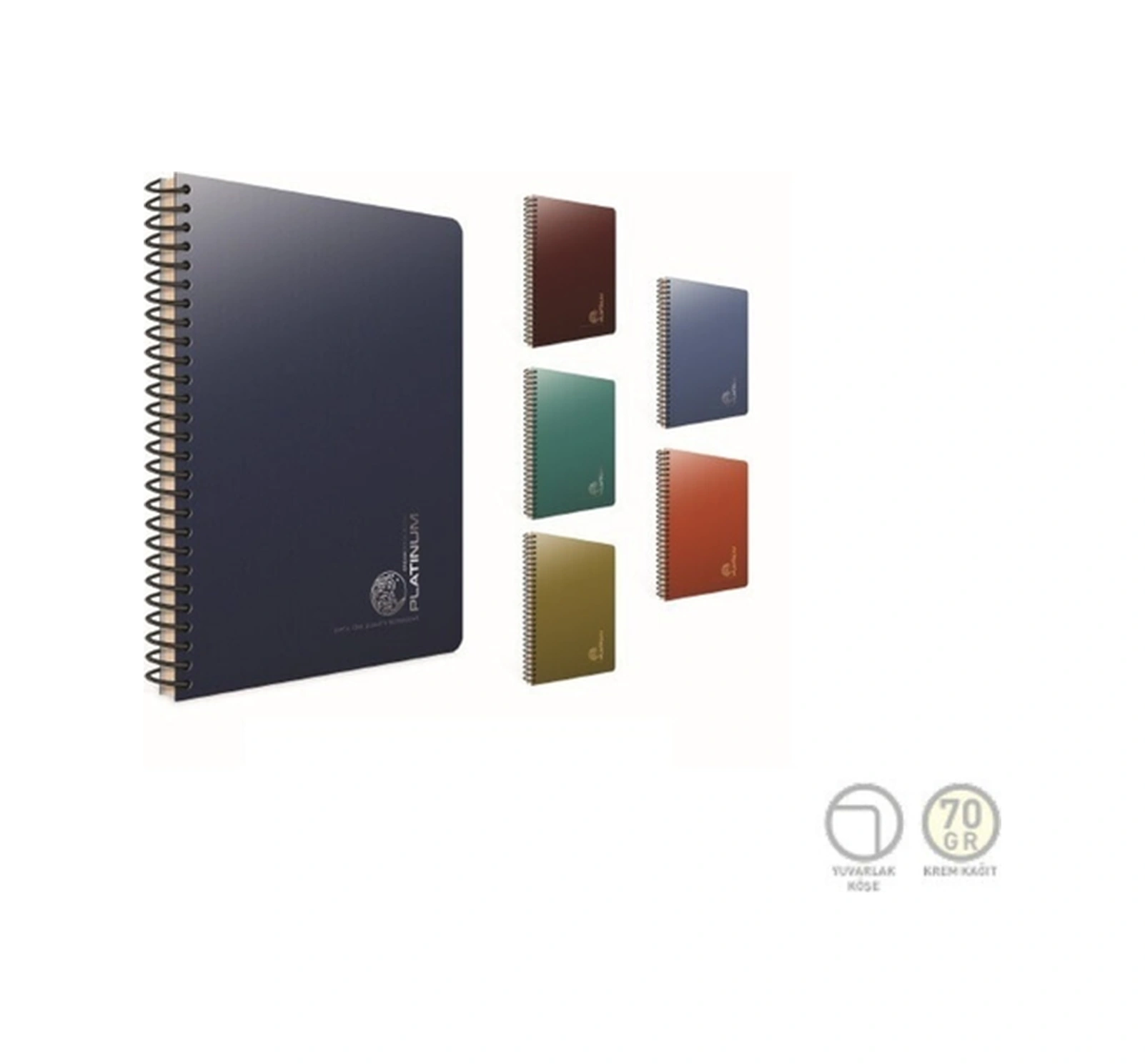 Platinum Spiralli Plastik Kapak Defter A4 80 Yaprak Kareli 4 Lü Paket 5686 Karışık