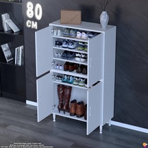Efna Ayakkabılık - Kapaklı 4 Raf 6 Bölmeli Dar Alanlar İçin Çok Amaçlı Dolap 80 Cm Genişlik Beyaz Efna Ayakkabılık - Kapaklı 4 Raf 6 Bölmeli Dar Alanlar İçin Çok Amaçlı Dolap 80 Cm Genişlik Beyaz