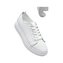 764 Full Ortopedik Taban Hakiki Deri Günlük Kadın Ayakkabı Kadın Sneakers Beyaz
