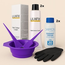 Lıl Afıx 2 Li 5/1 Küllü Açık Kahve Boya + 2 Li %6 20hacim Oksidan + Karıştırma Kabı, Tarak & Fırça