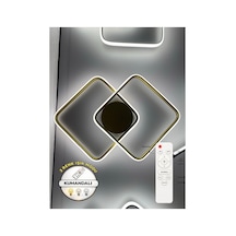 Yüksek Aydınlatmalı Kumandalı Kare Gold Tavan Plafonyer Led Avize, 3 Renk Aydınlatma