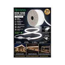25 Metre Beyaz Işık 220v Neon Led Şerit Led, Çok Parlak, Kesilebilir, Tak-çalıştır Fişli & Yedek Fişli,esnek Led,6500k Beyaz-6500k