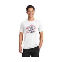Erkek Kısa Kol Tişört Bisiklet Yaka Anneler Günü'ne Özel Baskılı T-shirt - Beyaz