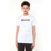 Tshirthane Megadeth Logo Baskılı Unisex Çocuk Beyaz Tshirt
